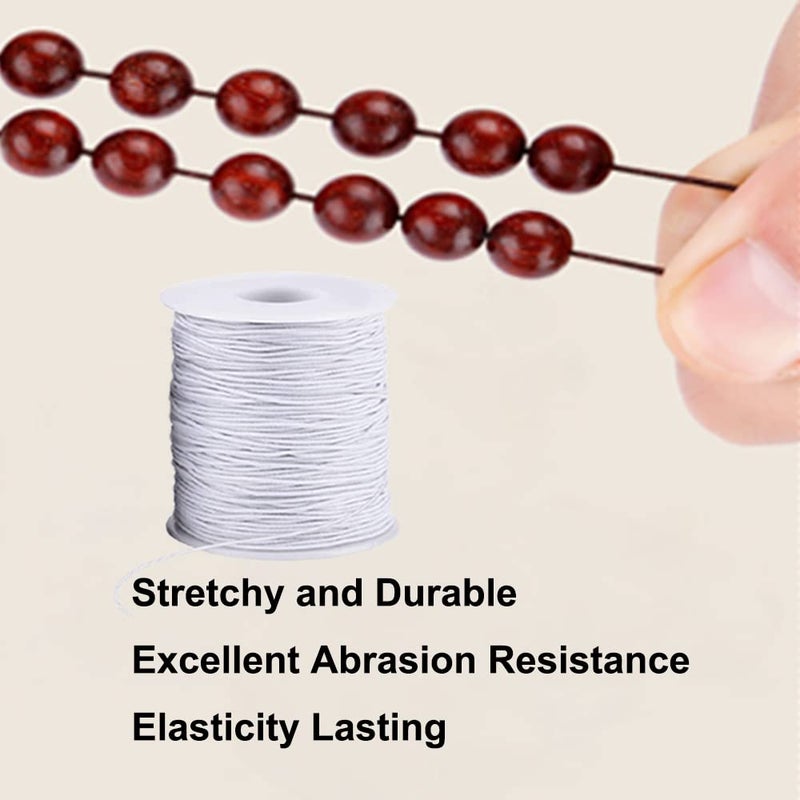 LUSTEMBER Elastic String for Bracelets, 1 mm x 110 Yards Sturdy Stretchy Elastic Cord for Jewelry Making, Necklaces, Beading - White - Image 5