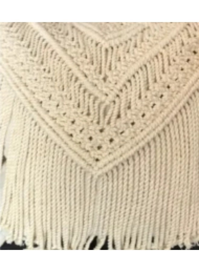 HMK CRAFTS كيس وسادة مكرمية بوهيمي مزين بشرابات يدوية ونقوش ألماس بارزة، غطاء وسادة مودرن للمنزل وغرف النوم، بيج كريمي - Image 2