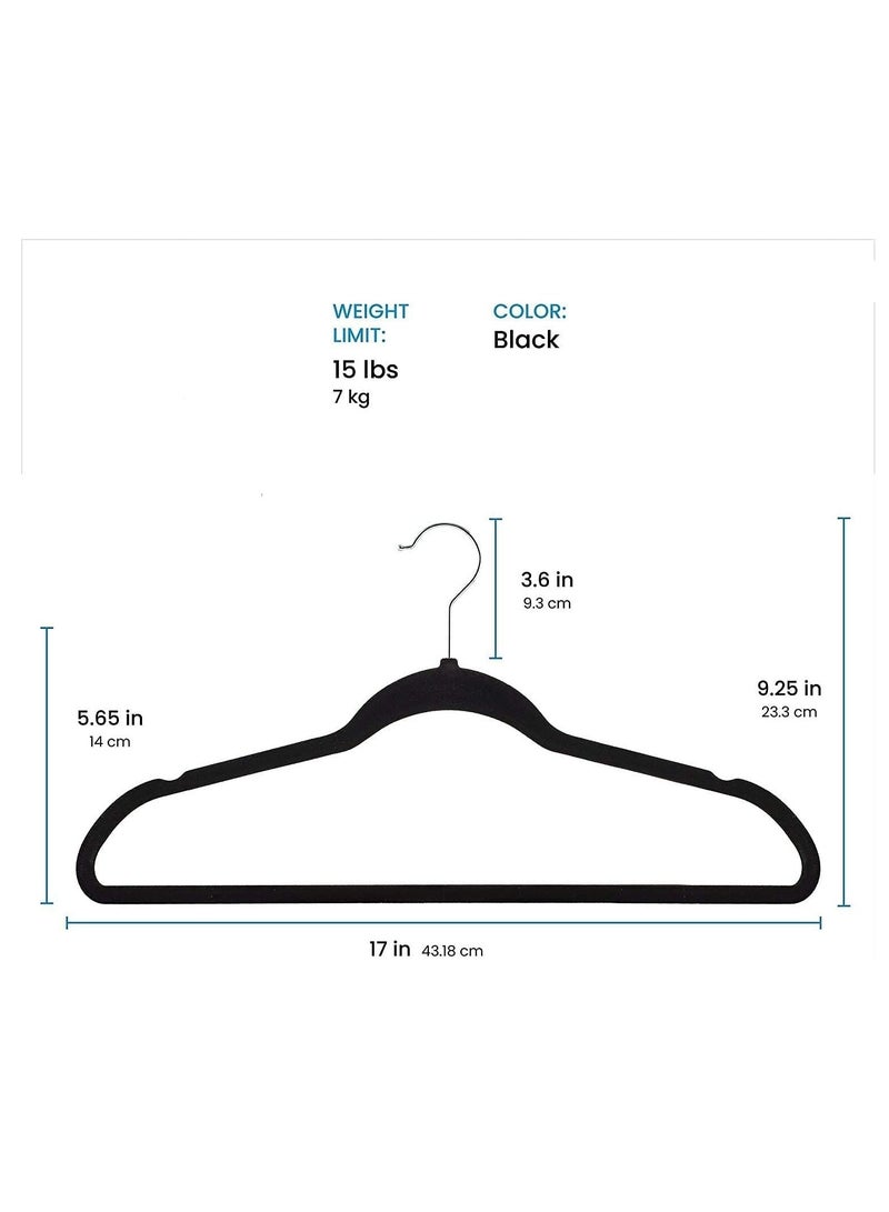 BLOOMING TIME 100pc Heavy Duty Velvet Hangers - Non-Slip Space Saving Clothes Hangers with 360° Swivel Hooks - Image 2