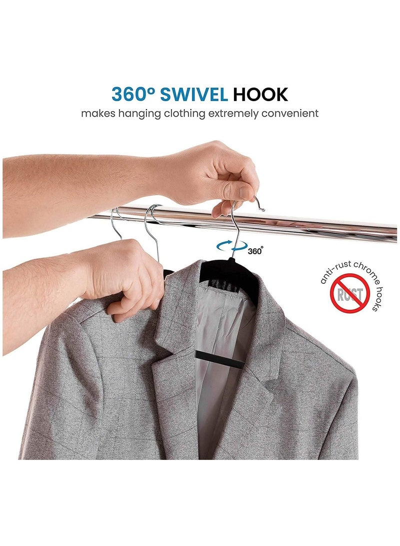 BLOOMING TIME 100pc Heavy Duty Velvet Hangers - Non-Slip Space Saving Clothes Hangers with 360° Swivel Hooks - Image 5