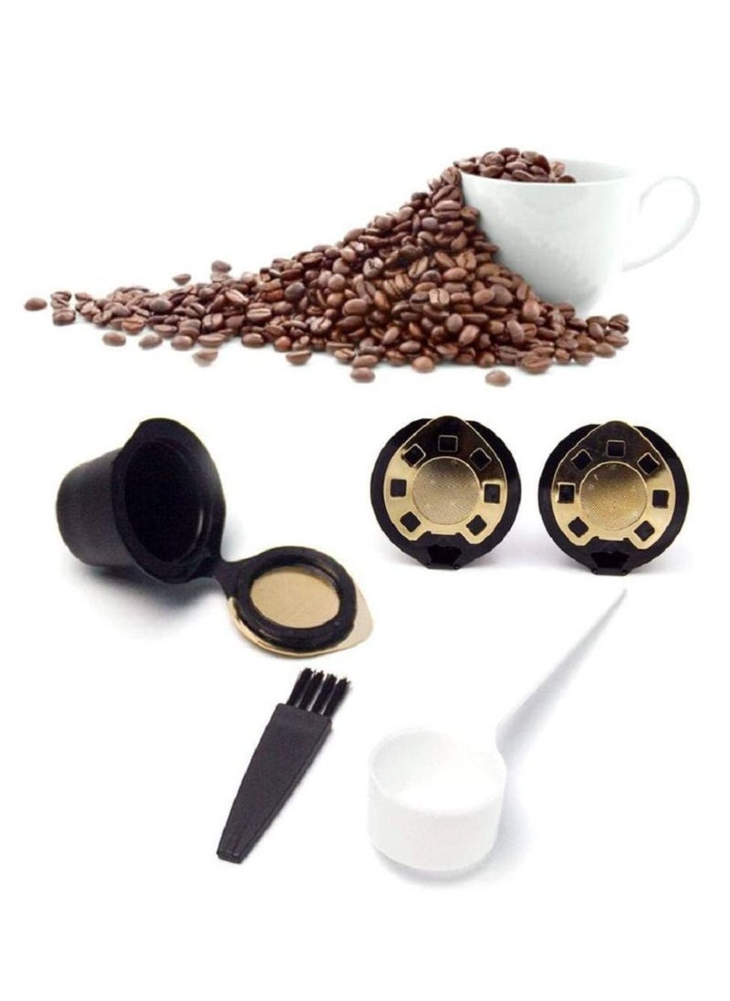 NIBEMINENT - Reusable Nespresso Capsules, 3 Pack Refillable Pods Single Cup Coffee Filters, Eco Friendly Stainless Steel Mesh Filter for Machines with Spoon and Brush - Image 1
