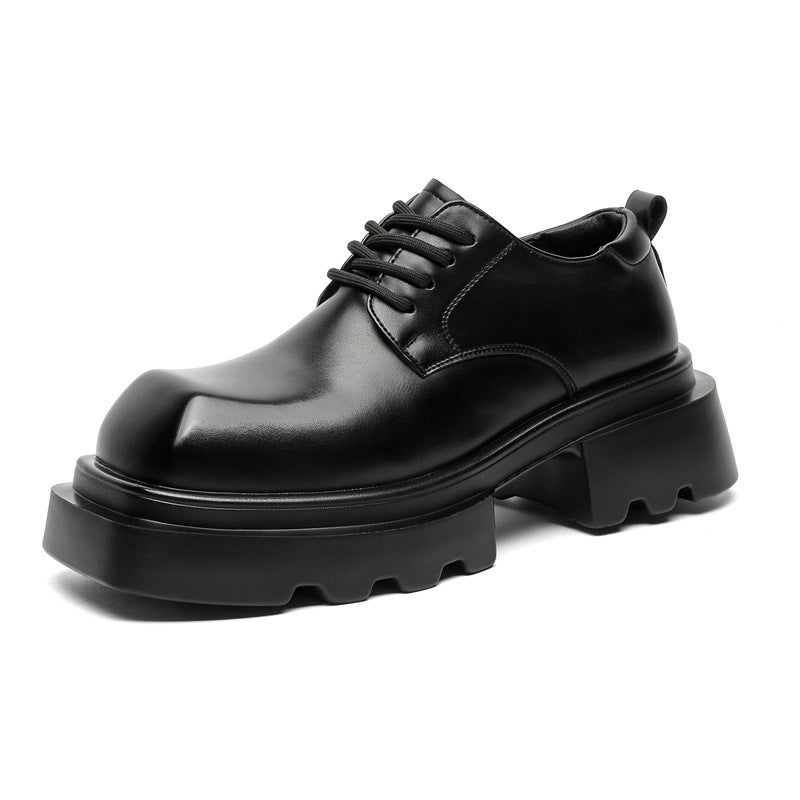 High Street Leather Shoes Niche Derby Shoes Large Size New Square Toe Thick Sole Platform Hairstylist Casual Height Increasing Shoes Y3131 - Image 1