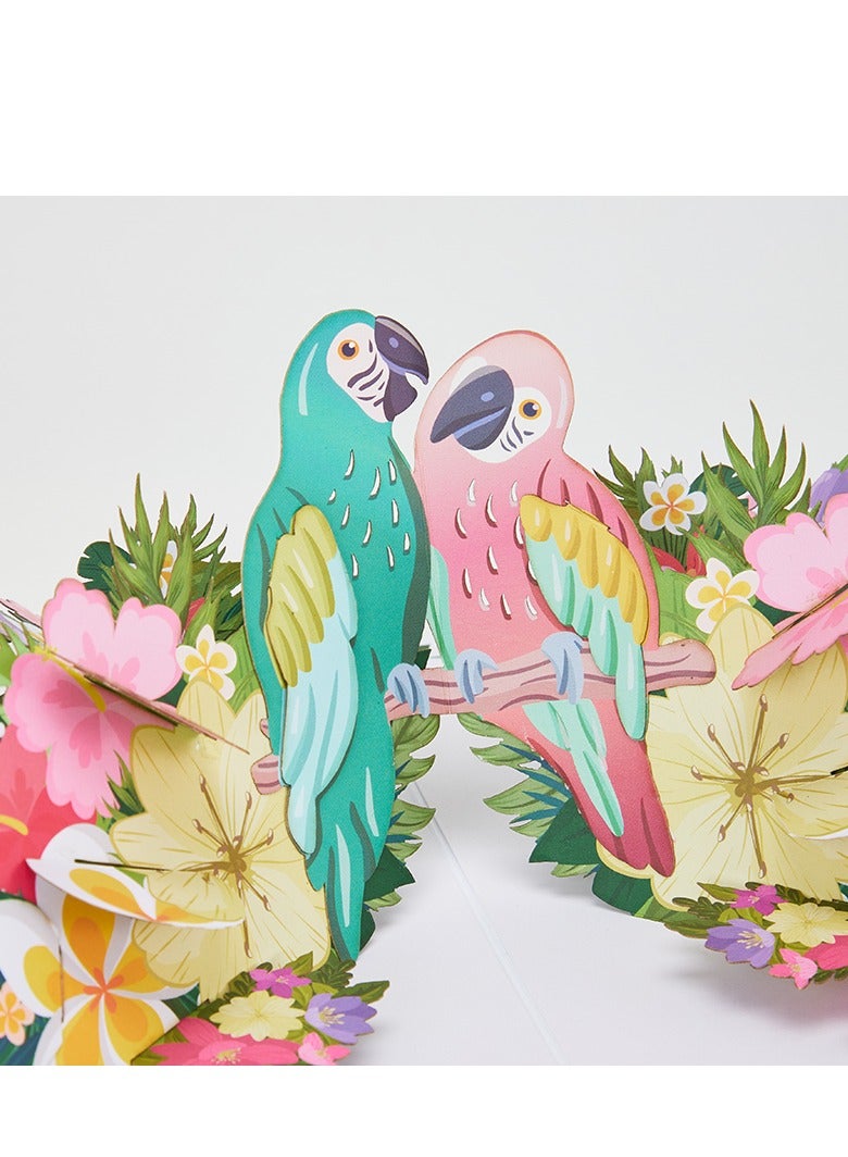 Lovebirds Flowers pop up card
