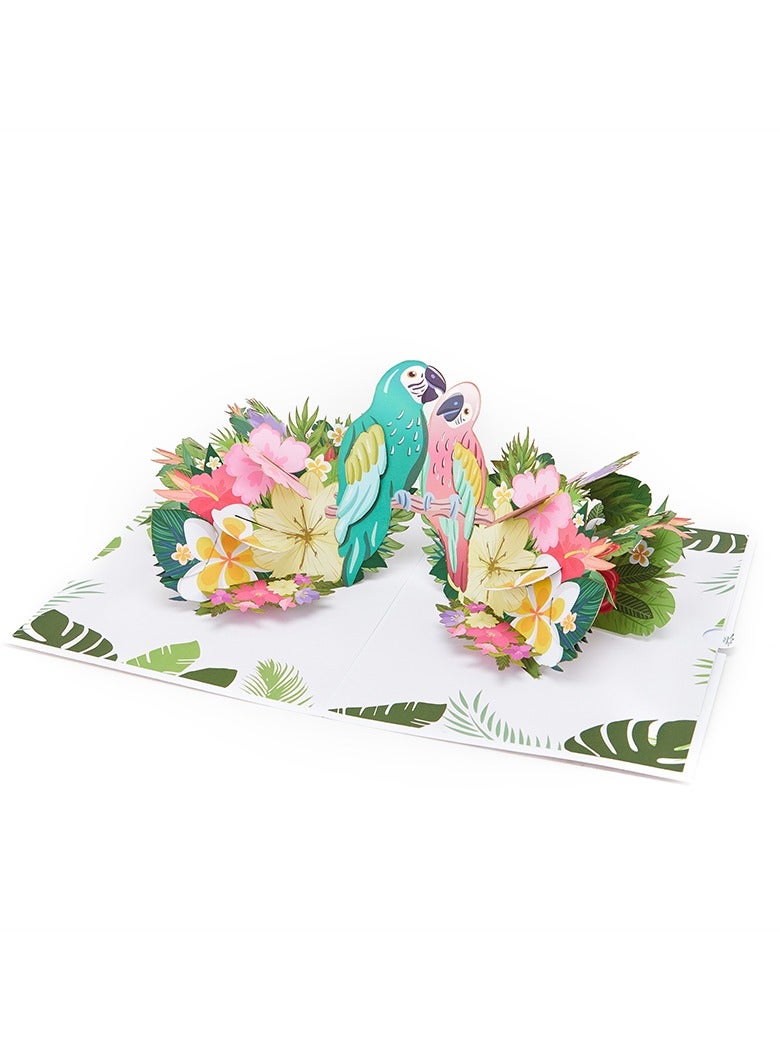 Lovebirds Flowers pop up card