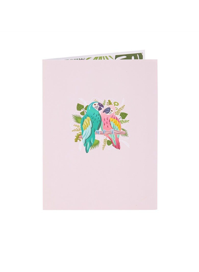 Lovebirds Flowers pop up card