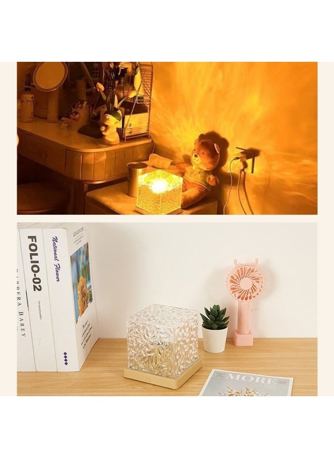 Net Red Ice Water Ripple Rotating Nightlight Atmosphere Table Lamp Flame Bluetooth Music Colorful Projection Lamp Factory-Power Supply:3W-Light Color:Solid Wood Bottom Aurora Borealis 16 Color