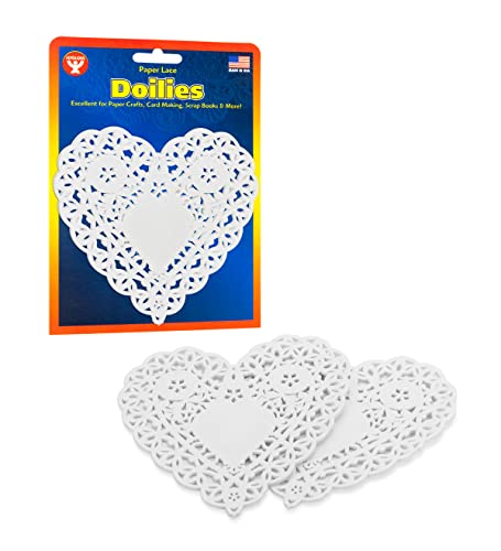 Hygloss Heart Doilies - 100 Pcs -4-Inch White Paper Heart Shaped Doilies for Valentines Crafts, Table Settings - Ideal for Valentine Doily - Image 1