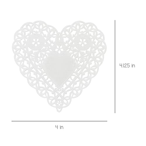 Hygloss Heart Doilies - 100 Pcs -4-Inch White Paper Heart Shaped Doilies for Valentines Crafts, Table Settings - Ideal for Valentine Doily - Image 2