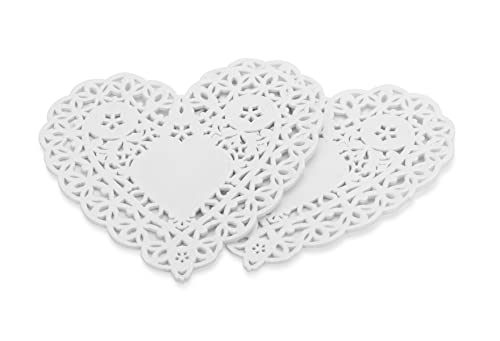Hygloss Heart Doilies - 100 Pcs -4-Inch White Paper Heart Shaped Doilies for Valentines Crafts, Table Settings - Ideal for Valentine Doily - Image 4