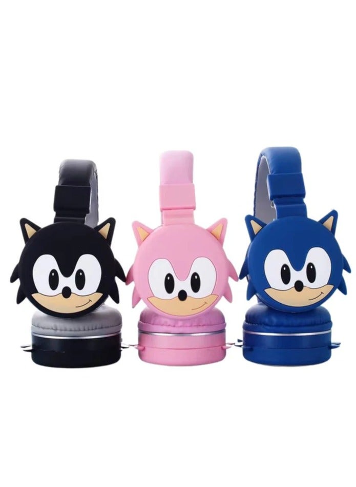 سونيك سماعات رأس سونيك لاسلكية بلوتوث للأطفال – صوت عالي الدقة، بطارية 400mAh، تشغيل 18 ساعة، ميكروفون مدمج، تحكم بالصوت، موصل 3.5 مم، وحدة صوت 40 مم بلون اسود - Image 3