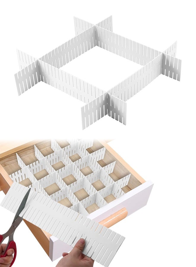 4 PCS Drawer Divider Organizer, 37cm DIY Adjustable Drawer Dividers for Dresser Kitchen Office Bedroom (White) - Image 1