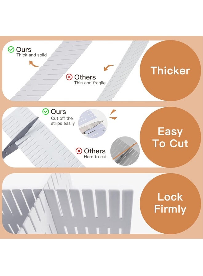 4 PCS Drawer Divider Organizer, 37cm DIY Adjustable Drawer Dividers for Dresser Kitchen Office Bedroom (White) - Image 3