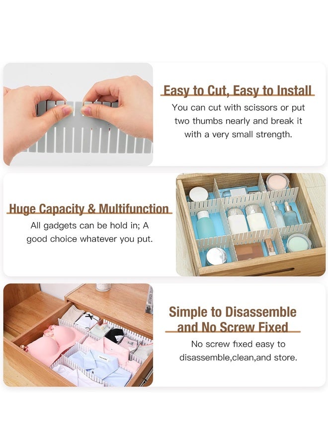 4 PCS Drawer Divider Organizer, 37cm DIY Adjustable Drawer Dividers for Dresser Kitchen Office Bedroom (White) - Image 4