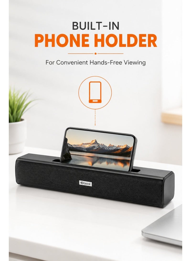 Kisonli Wireless Bluetooth 16W Portable Sound bar Speakers with Phone Holder - Image 5