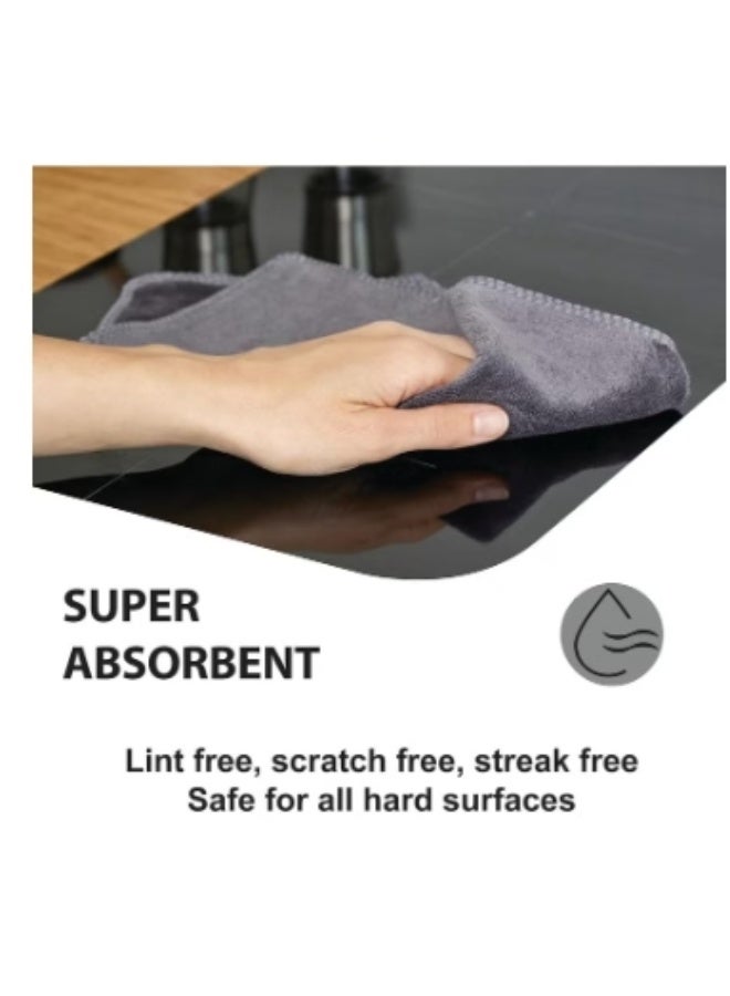 8 PcsMicrofiber Cleaning Cloth Grey  8 Pcs (12.5"x12.5") - High Performance - 1200 Washes, Ultra Absorbent Microfiber Towel Weave Grime & Liquid for Streak-Free Mirror Shine Car Washing Cloth - Image 2