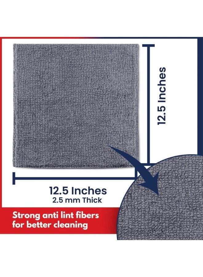 8 PcsMicrofiber Cleaning Cloth Grey  8 Pcs (12.5"x12.5") - High Performance - 1200 Washes, Ultra Absorbent Microfiber Towel Weave Grime & Liquid for Streak-Free Mirror Shine Car Washing Cloth - Image 3