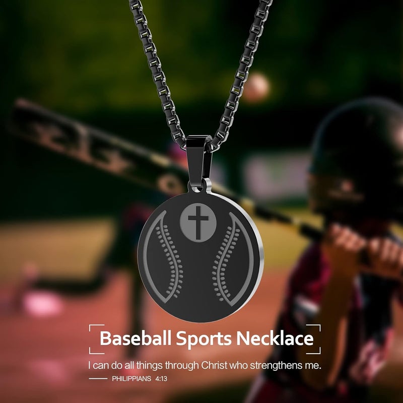 HOFOYA Sports Athletes Necklace with Inspiring Bible Quote from Phil 4:13 Baseball Basketball Football Soccer Volleyball Pendant Jewelry Gift for Men Teen boys girls,Christ Baptist gifts. - Image 1