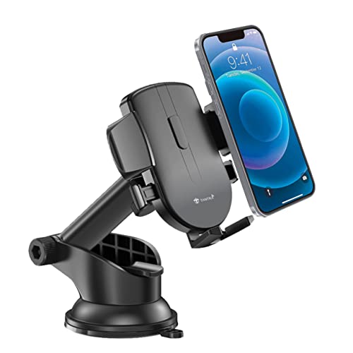 TANTRA Universal Phone Holder, Mobile Stand for Car with Quick One Touch Technology (Expandable & Rotatable) for Windscreen, Dashboard (Telescopic) - Image 1