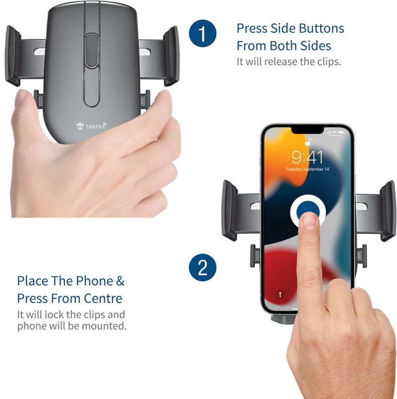 TANTRA Universal Phone Holder, Mobile Stand for Car with Quick One Touch Technology (Expandable & Rotatable) for Windscreen, Dashboard (Telescopic) - Image 5
