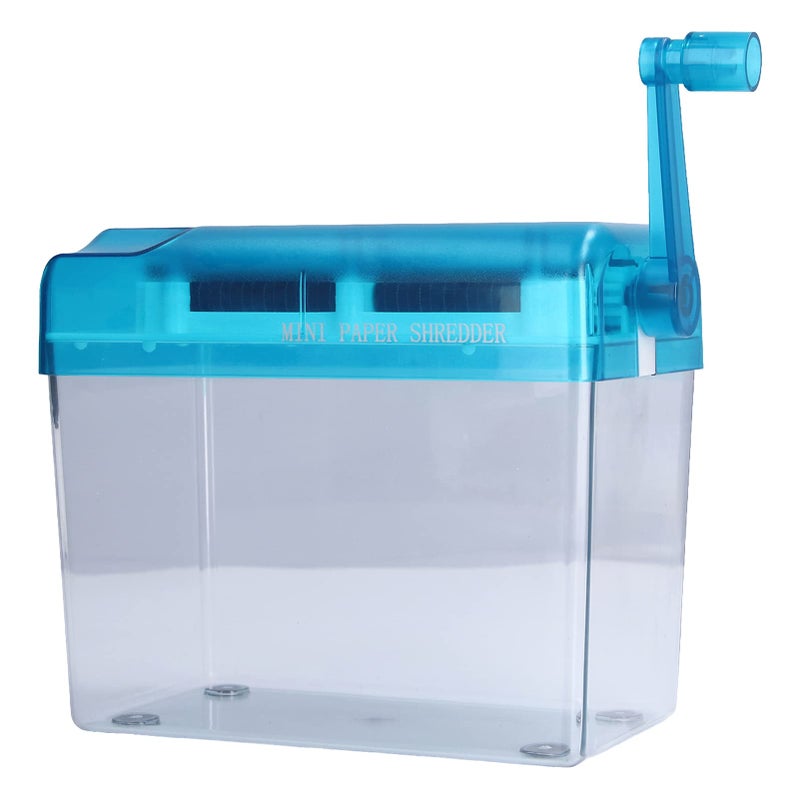 Mini Manual Paper Shredder Blue ABS Transparent Portable For A6 And Folded A4 Paper - Image 3