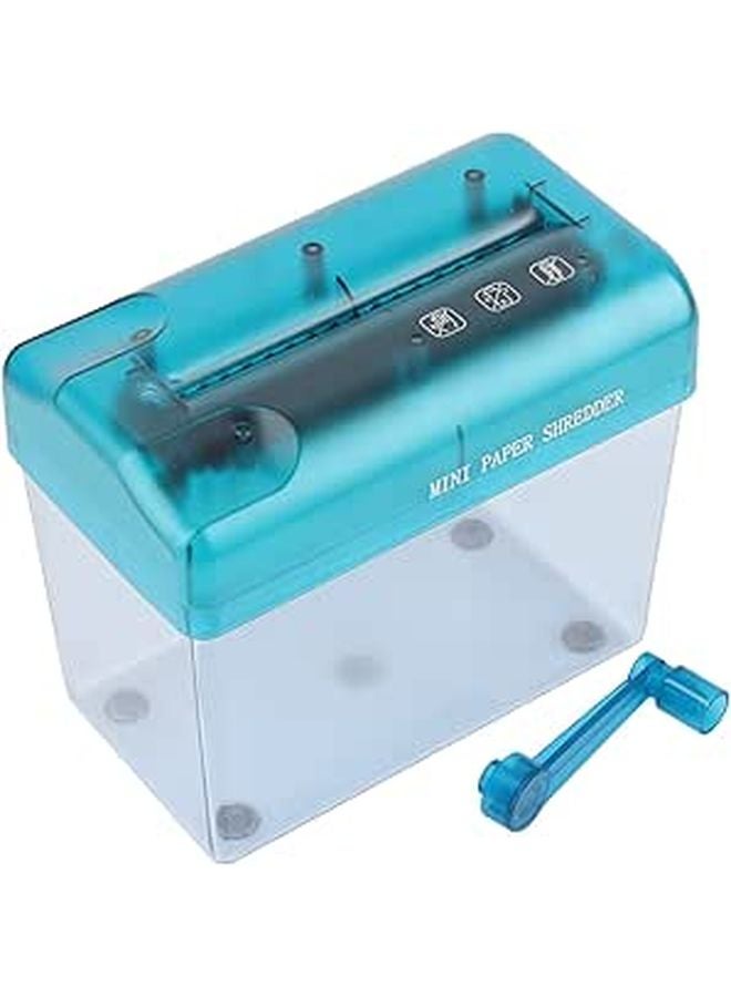Mini Manual Paper Shredder Blue ABS Transparent Portable For A6 And Folded A4 Paper - Image 1