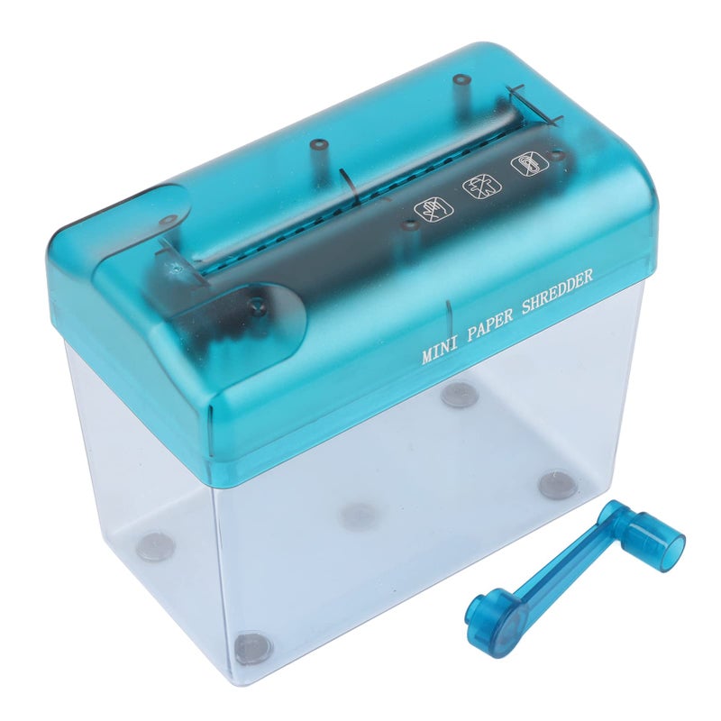Mini Manual Paper Shredder Blue ABS Transparent Portable For A6 And Folded A4 Paper - Image 2