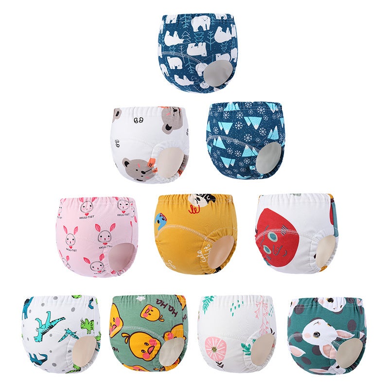 Baby cotton diaper pants 6-layer gauze waterproof washable fabric diaper pants with water absorption and breathability Baby training pants diaper pants with flower and grass series V Snow Mountain L - Image 4