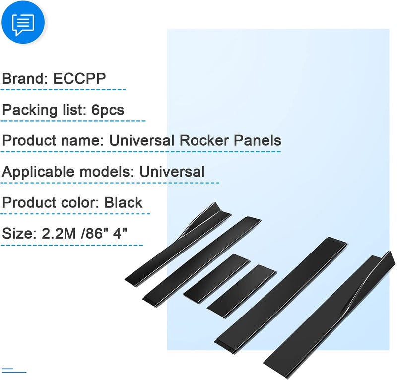 ECCPP Side Skirts Fits Universal Vehicles Black Style Side Skirt Rocker Modified 86" 4" Splitters Diffuser Winglet Wind Exterior Side Bottom Line Extensions Splitter Lip Car Diffusers - Image 2