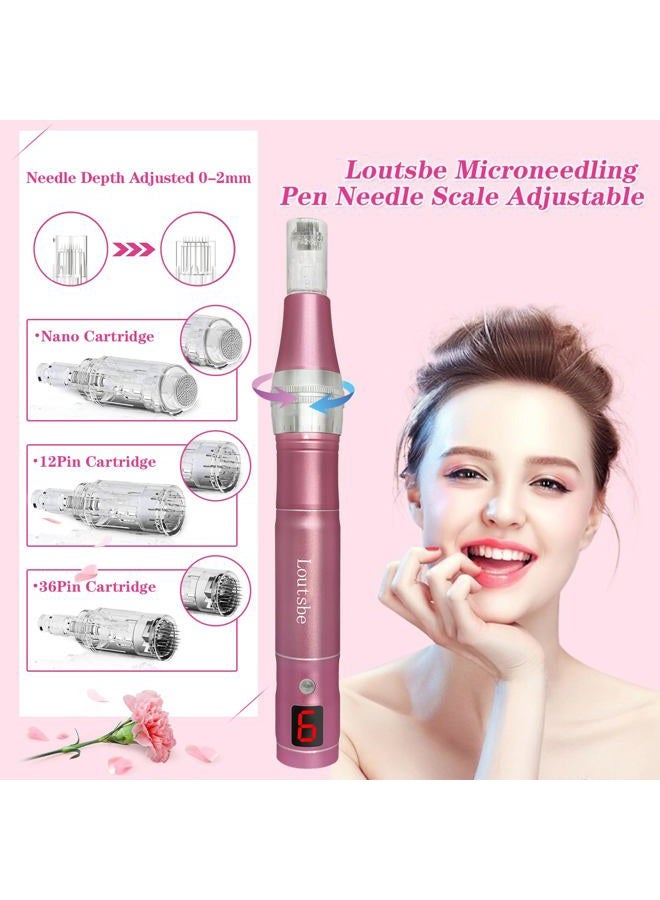 Loutsbe Cordless Electric Microneedling Pen 28000RPM, Professional Beauty Pen Machine With 30 Pcs Replace Cartridege (12-pins ×10, 36pins×10, nano×10) Beneficial Your Skin Suitable For Use At Home - Image 3