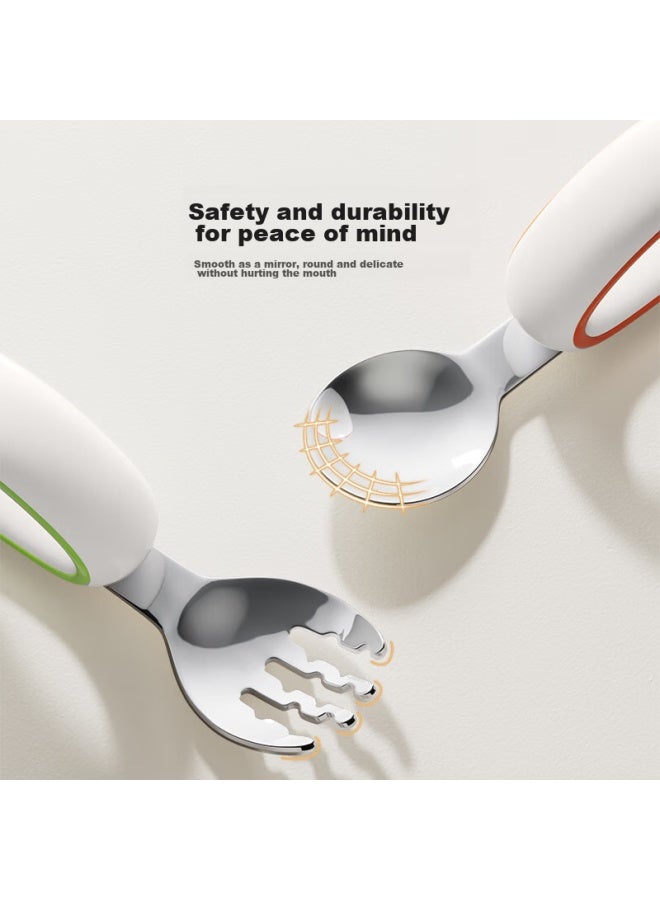 Yeehoo Baby Feeding Training Fork And Spoon Set, Infant Self-feeding Spoon, Children's Tableware Fork - Image 3