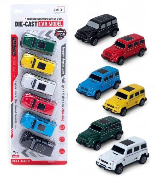 SHAKTISM 6-Pack Die-Cast Metal Car Set for Kids, Pull Back Action Mini Vehicles, Includes Classic Cars & Racing Cars Metal Body Toy Car Collection,(Multi-Color) (Classic Car) - Image 1