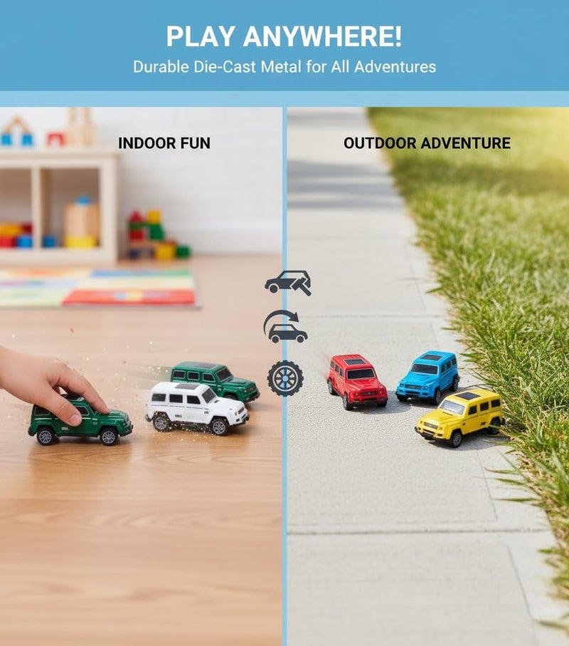 SHAKTISM 6-Pack Die-Cast Metal Car Set for Kids, Pull Back Action Mini Vehicles, Includes Classic Cars & Racing Cars Metal Body Toy Car Collection,(Multi-Color) (Classic Car) - Image 3