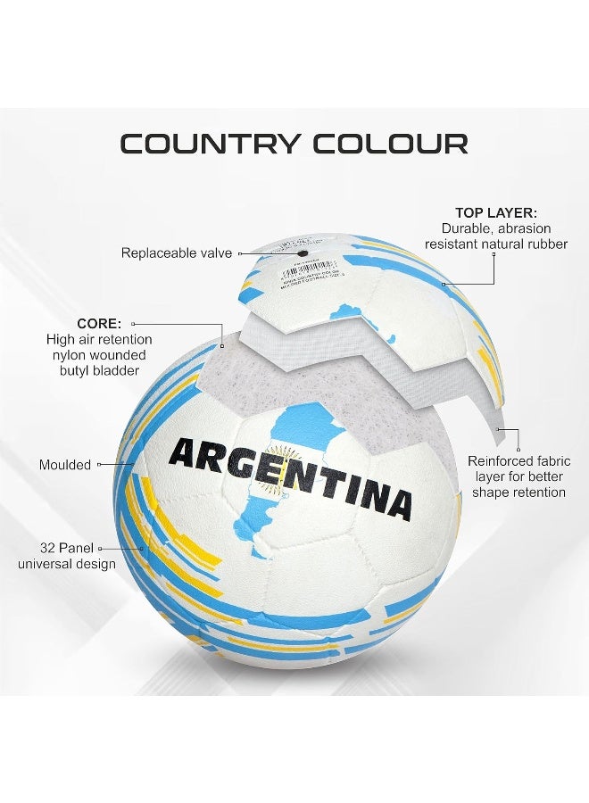 Nivia Country Colour Football (Argentina), Rubberized Moulded, Suitable for Hard Ground Without Grass, Wet & Grassy Ground & Artificial Turf, Training Ball, Soccer Ball, Size - 3 (Multicolour) - Image 2