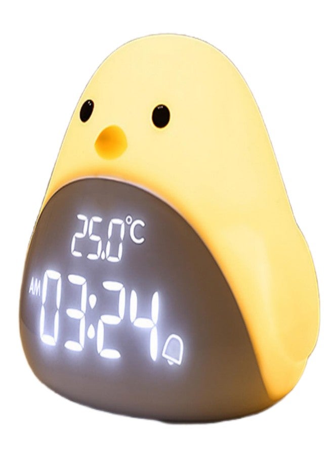POMN Kids Alarm Clock Cute Chick Alarm Clock for Kids Bedroom, Bedside Clock LED Digital Display Wake Up for Boys Girls Birthday Gifts (White) - Image 1