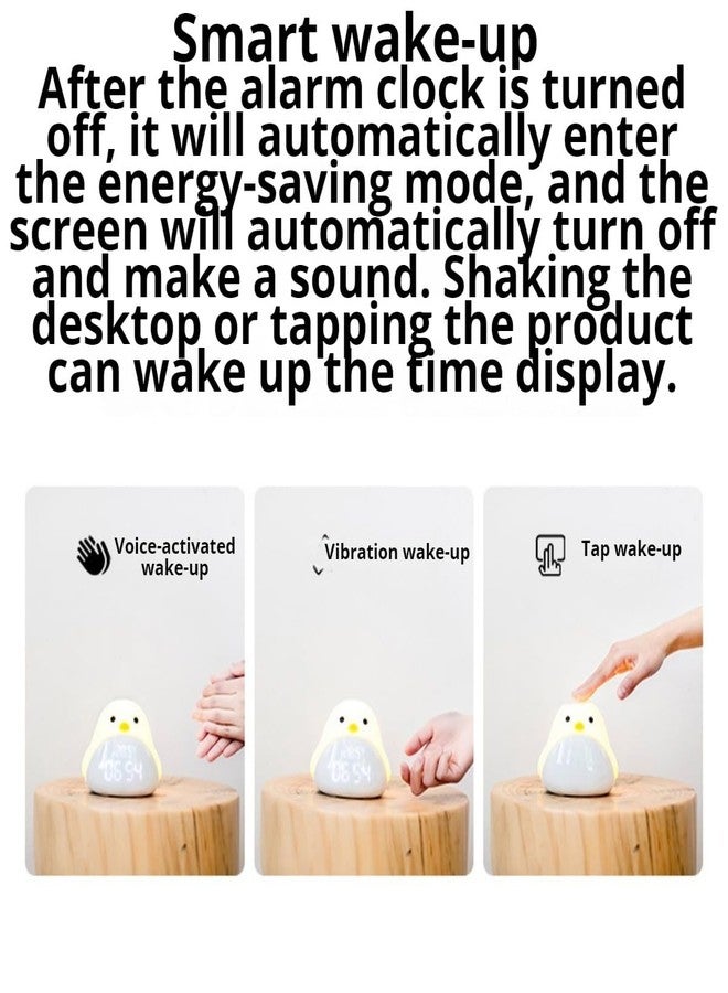 POMN Kids Alarm Clock Cute Chick Alarm Clock for Kids Bedroom, Bedside Clock LED Digital Display Wake Up for Boys Girls Birthday Gifts (White) - Image 5