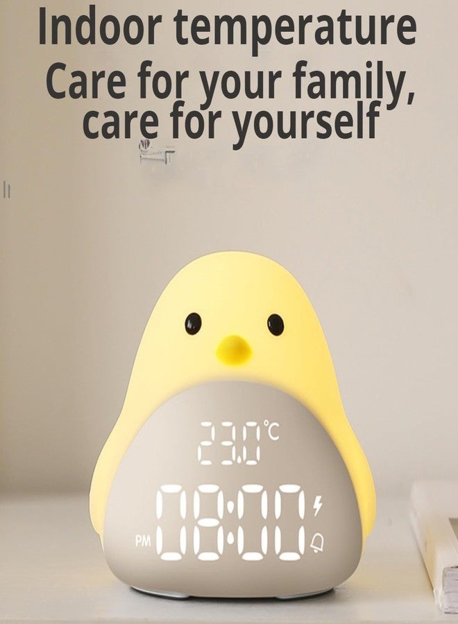 POMN Kids Alarm Clock Cute Chick Alarm Clock for Kids Bedroom, Bedside Clock LED Digital Display Wake Up for Boys Girls Birthday Gifts (White) - Image 3