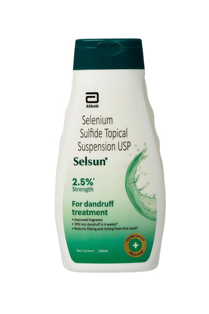 Selsun Abbott Suspension Anti Dandruff Shampoo for Men and Women, Clears Away Dandruff Flakes, Relieves From Excessive Oil, Relieves From Dandruff Related Itching- 120 ml - Image 1