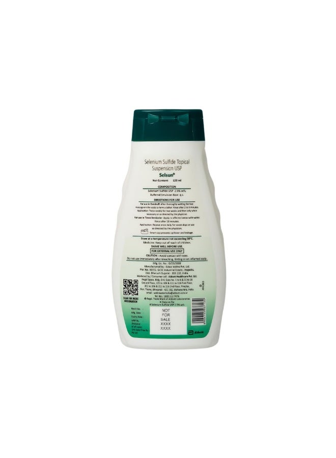 Selsun Abbott Suspension Anti Dandruff Shampoo for Men and Women, Clears Away Dandruff Flakes, Relieves From Excessive Oil, Relieves From Dandruff Related Itching- 120 ml - Image 2