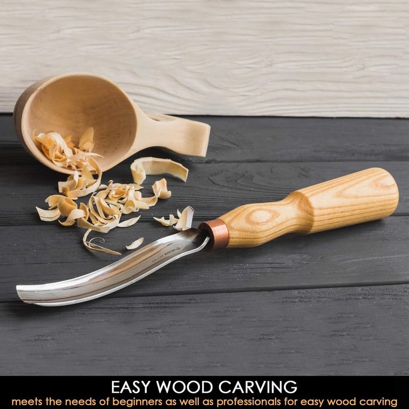 BeaverCraft Wood Carving Gouge 7L/22 Spoon Carving Tools, Chisels - Bowl Gouge, Wood Curved Chisel - Whittling Spoon Knife - Image 3