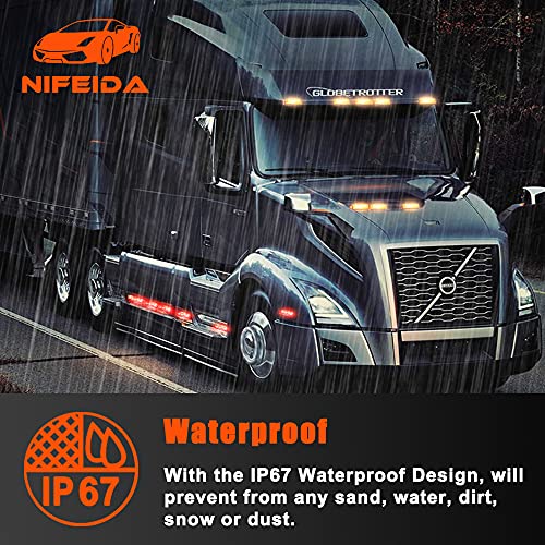 nifeida 4PCS 4Inch Waterproof Trailer Side Marker Light 4LED Amber/Red Clearance Lights Front Rear Surface Mount for Trailer Truck Boat RV Camper DC12V [2 Red & 2 Amber] - Image 4