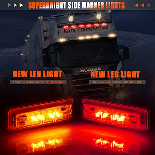 nifeida 4PCS 4Inch Waterproof Trailer Side Marker Light 4LED Amber/Red Clearance Lights Front Rear Surface Mount for Trailer Truck Boat RV Camper DC12V [2 Red & 2 Amber] - Image 2