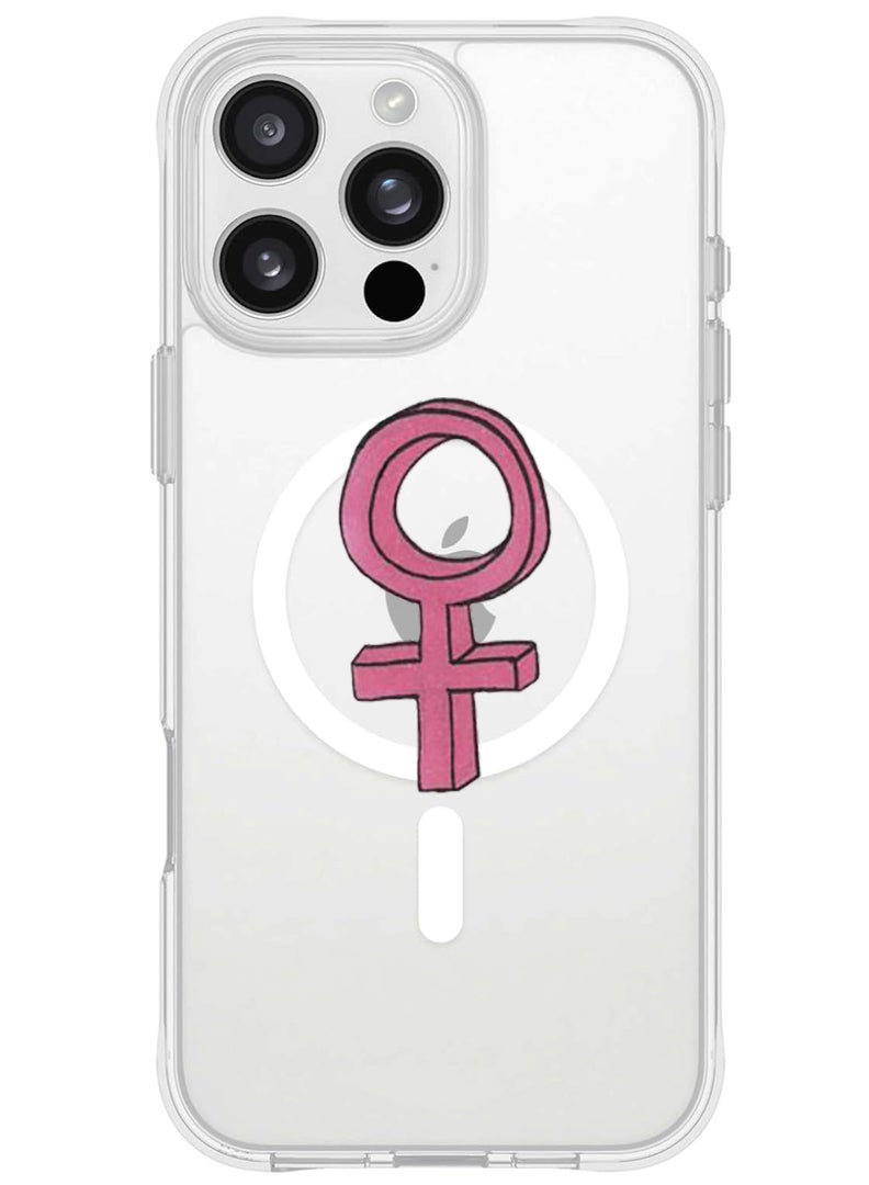 Theodor iPhone 16 Pro Max Magsafe Magnetic Case for iPhone Compatible with Wireless Charging, Shockproof Phone Bumper Cover - Girl power 1 - Image 1