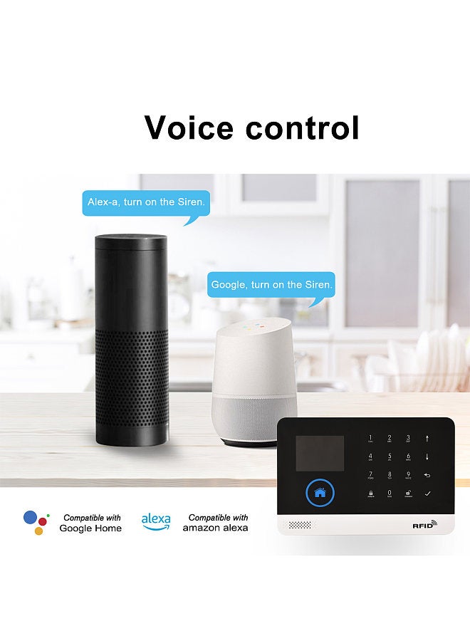 433MHz Wireless WIFI + GSM Auto-dial Alarm Security System LCD Display Door Sensor PIR Motion Sensor Phone APP Remote Control Home Voice Control Smart Home Burglar Security Alarm System