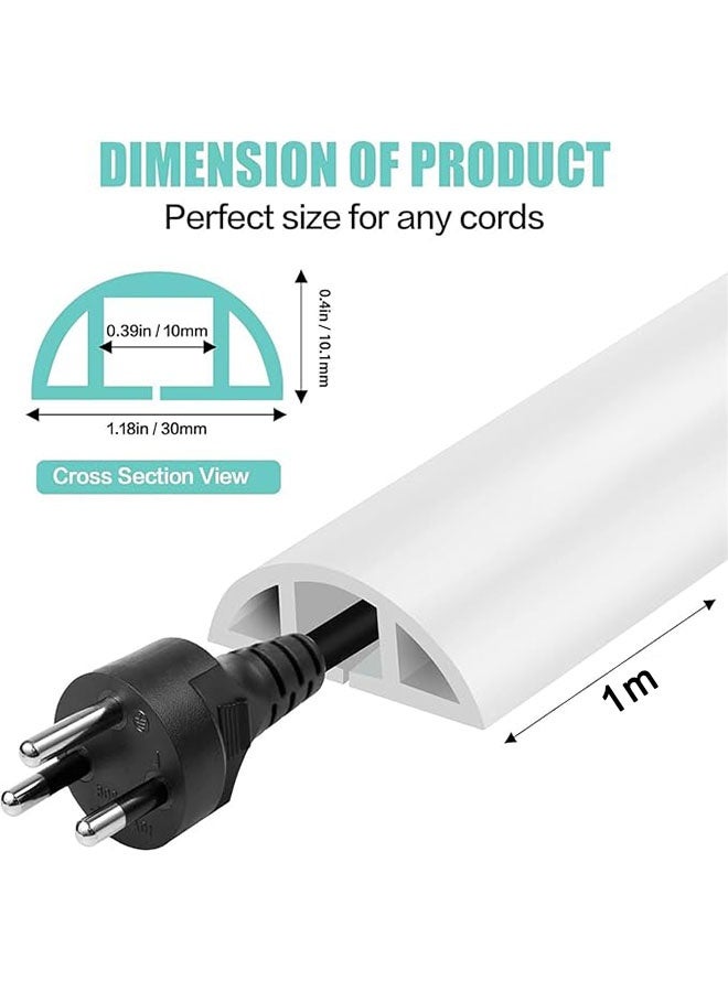 Floor Cable Cover, Flexible Floor Wire Covers for Self Adhesive Cable Hider, Electric Cord Covers for Home, Office, Garage, Offices, Gym, White, 30mm × 1m - Image 2