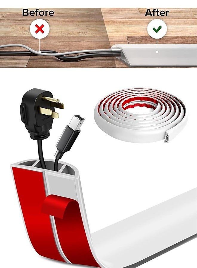 Floor Cable Cover, Flexible Floor Wire Covers for Self Adhesive Cable Hider, Electric Cord Covers for Home, Office, Garage, Offices, Gym, White, 30mm × 1m - Image 1