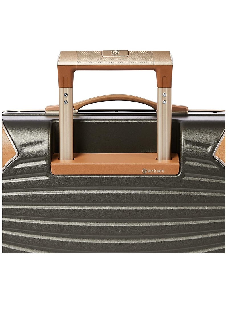 إيمينينت حقيبة سفر صلبة من البولي كربونات ماكرولون بإطار ألومنيوم ذهبي، بدون سحاب، مع حماية إضافية للزوايا وقفل  مزدوج، مقاس  بوصة، لون زيتوني داكن - Image 4