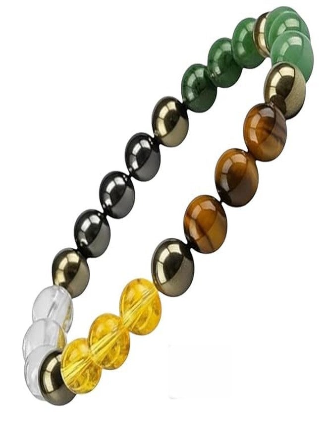 SANCTIFIED Dhan Yog Money Magnet Bracelet for Men & Women - Natural Pyrite, Green Aventurine, Citrine, Clear Quartz, Tiger Eye & Green Jade 8mm Crystal Beads | Wealth & Prosperity Inspired Energy Bracelet - Image 2