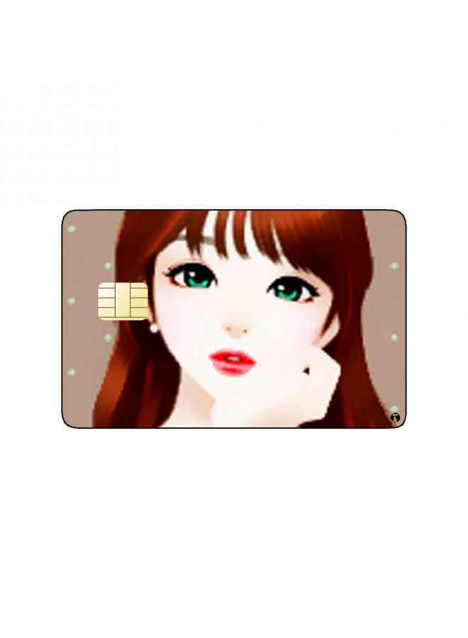 RKN PRINTED BANK CARD STICKER Beautiful Girl Drawing - Image 1