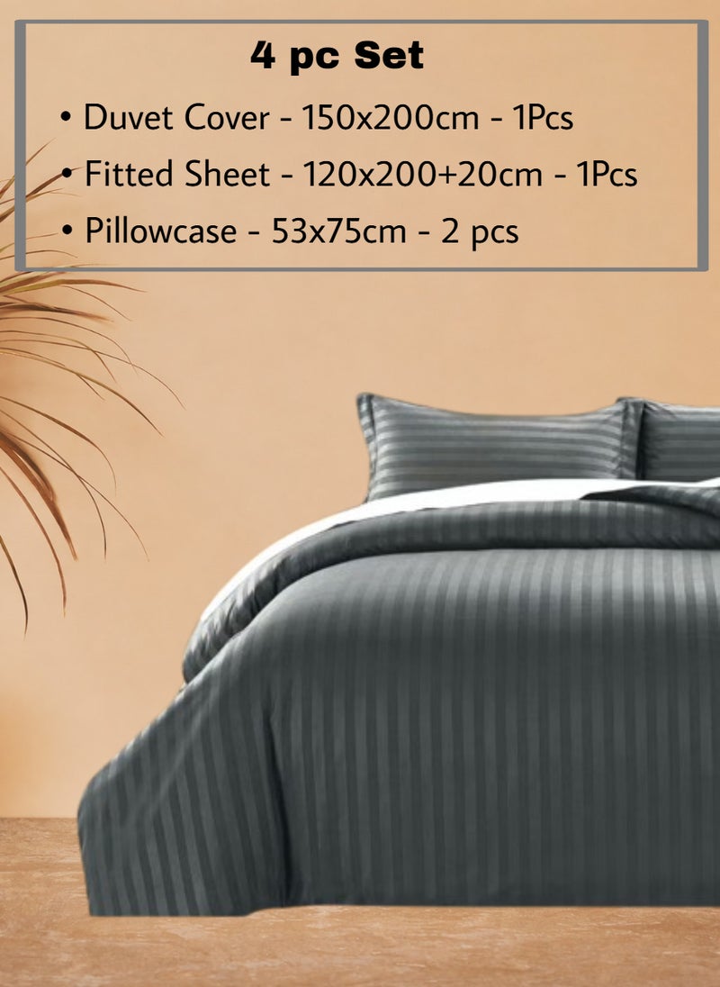 REDTOMMY Single Size 4-Piece Duvet Cover Bedding Set – Duvet Cover(150x200cm), Fitted Sheet(120x200+20cm) & 2 Pillowcases(53x75cm),color - Dark Grey - Image 2