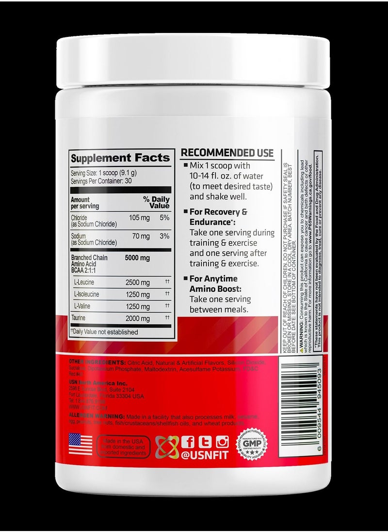 USN - USN BCAA Plus Amino Recovery And Endurance Powder Fruit Punch 30 Servings - Image 1